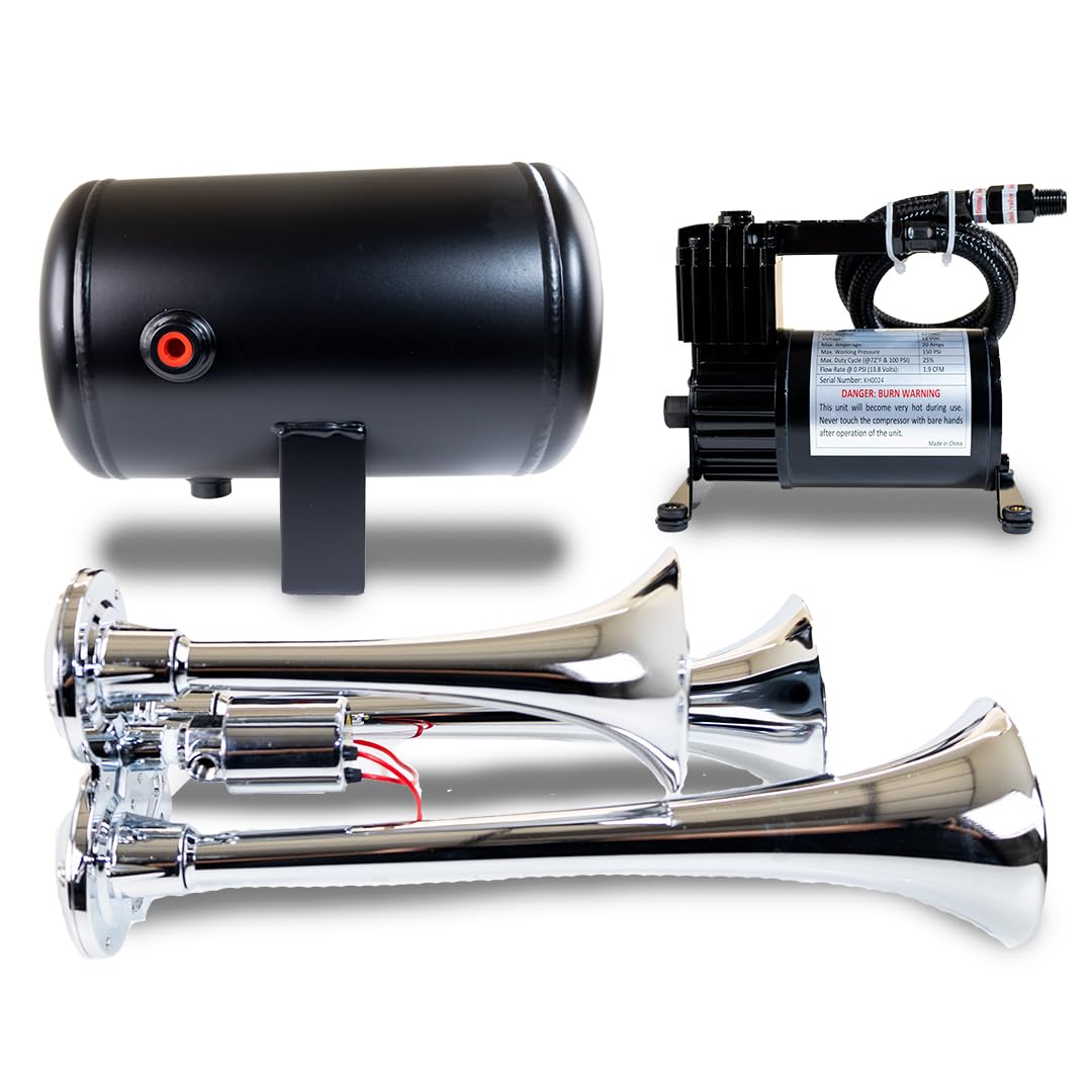 Kleinn HK3 Complete Triple Air Horns Package - Chrome