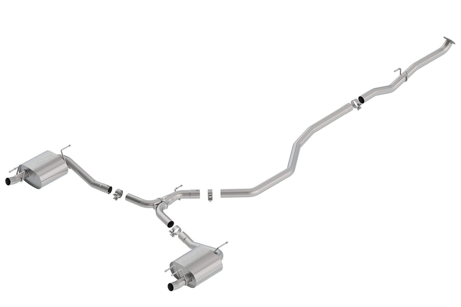 Cat-Back BORLA Performance Exhaust System for 2018-2022 Honda Accord Sport 4 Cyl. T-304 Stainless Steel Dual Split Rear Exit Single 2.25" Exit Each Side Tips NOT included Reuse O.E. Tips