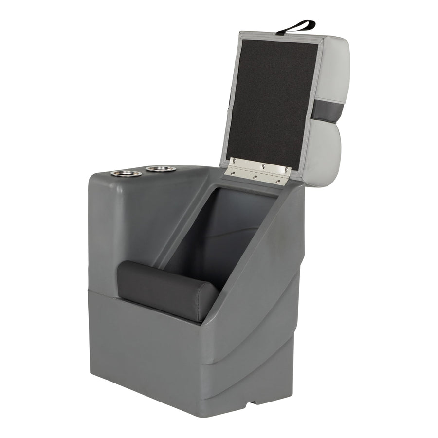 Lippert 17" Rockport Series Left Pontoon Chaise, Measures 17" L x 32.5" W x 26" H, Marine-Grade Vinyl, High-Density Foam, Easy Installation, Fits Most Pontoons, River Rock – 20221094034
