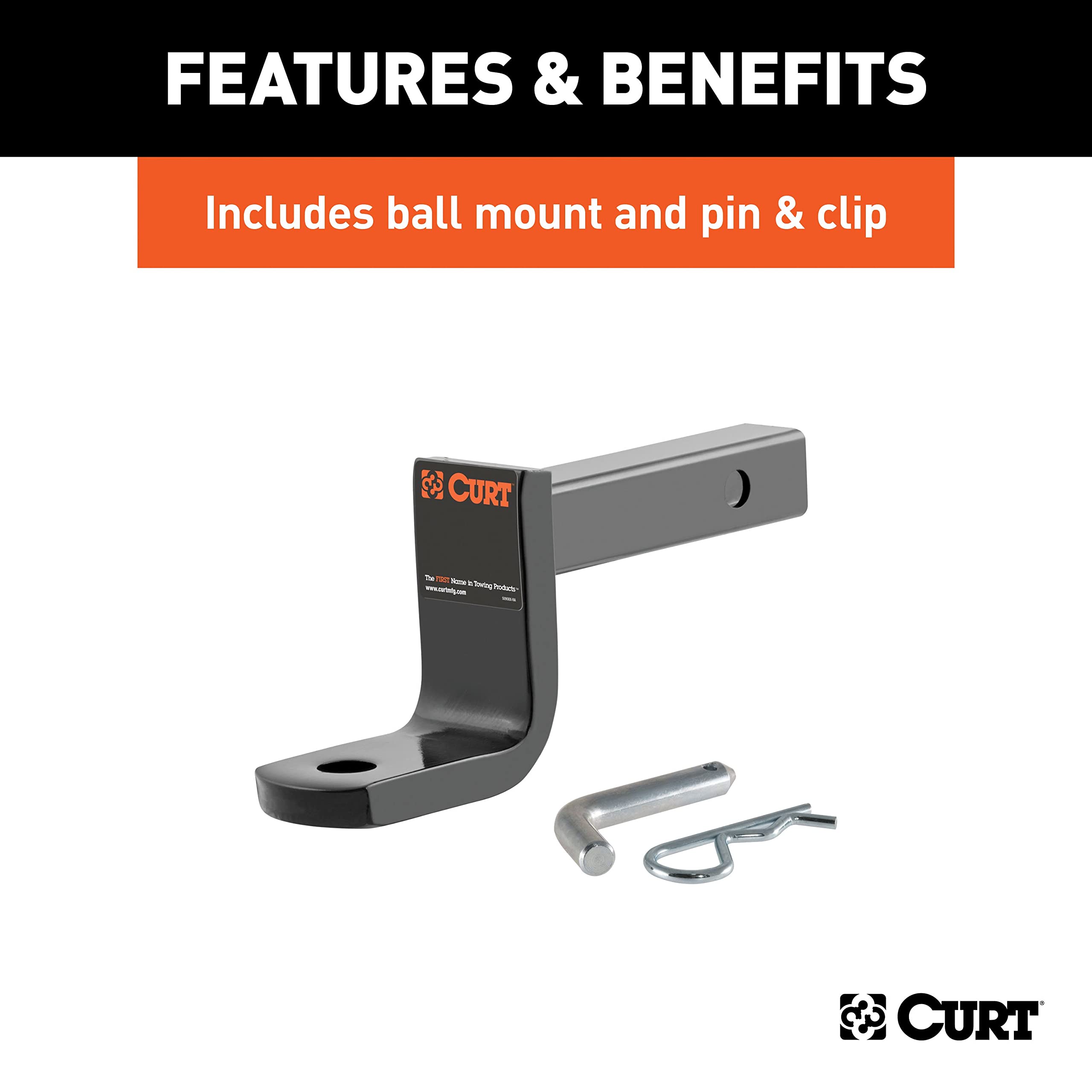 CURT Class 1 Trailer Hitch with Ball Mount, 1-1/4-In Receiver, Fits Nissan Leaf Select