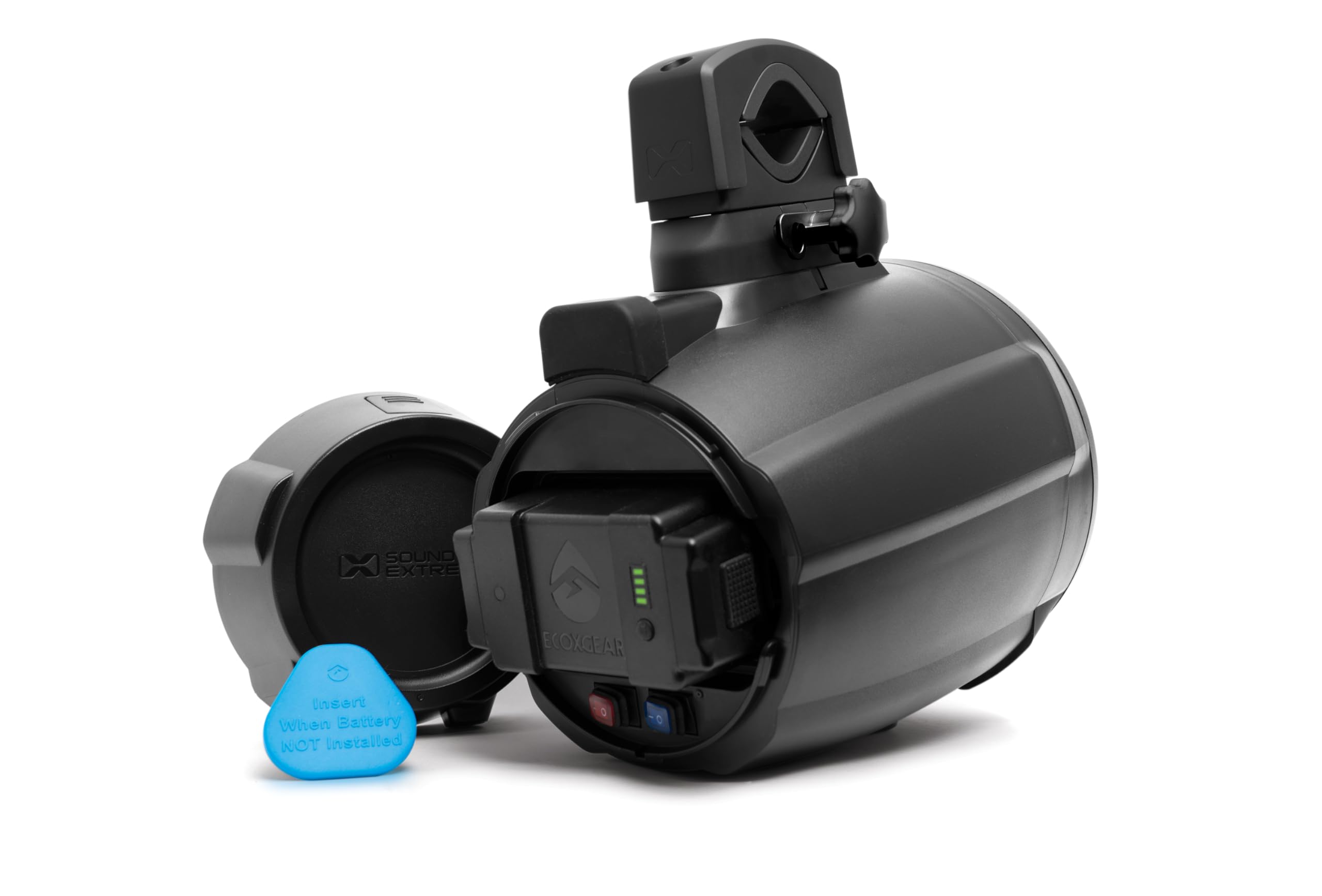 SoundExtreme TB8 8-inch ExtremeTower Powersports Marine Waterproof Sealed 2-Way – 1 Battery-Powered Bluetooth Amplified Speaker + 1 Passive Speaker – Black