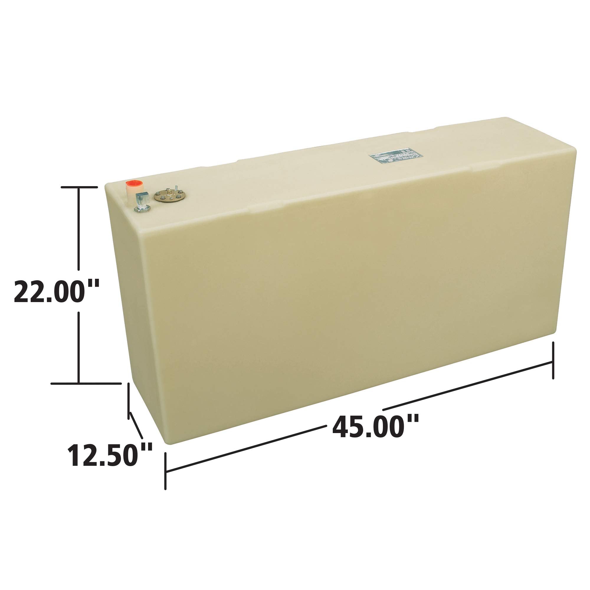 Moeller Below Deck Marine Permanent Fuel Tank, 50gal - 45" x 12.5" x 22"