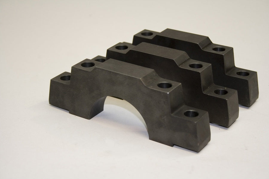 Steel PRW Main Bearing Caps for Chevy 350, 2 Bolt to 4 Bolt Block, Straight Holes