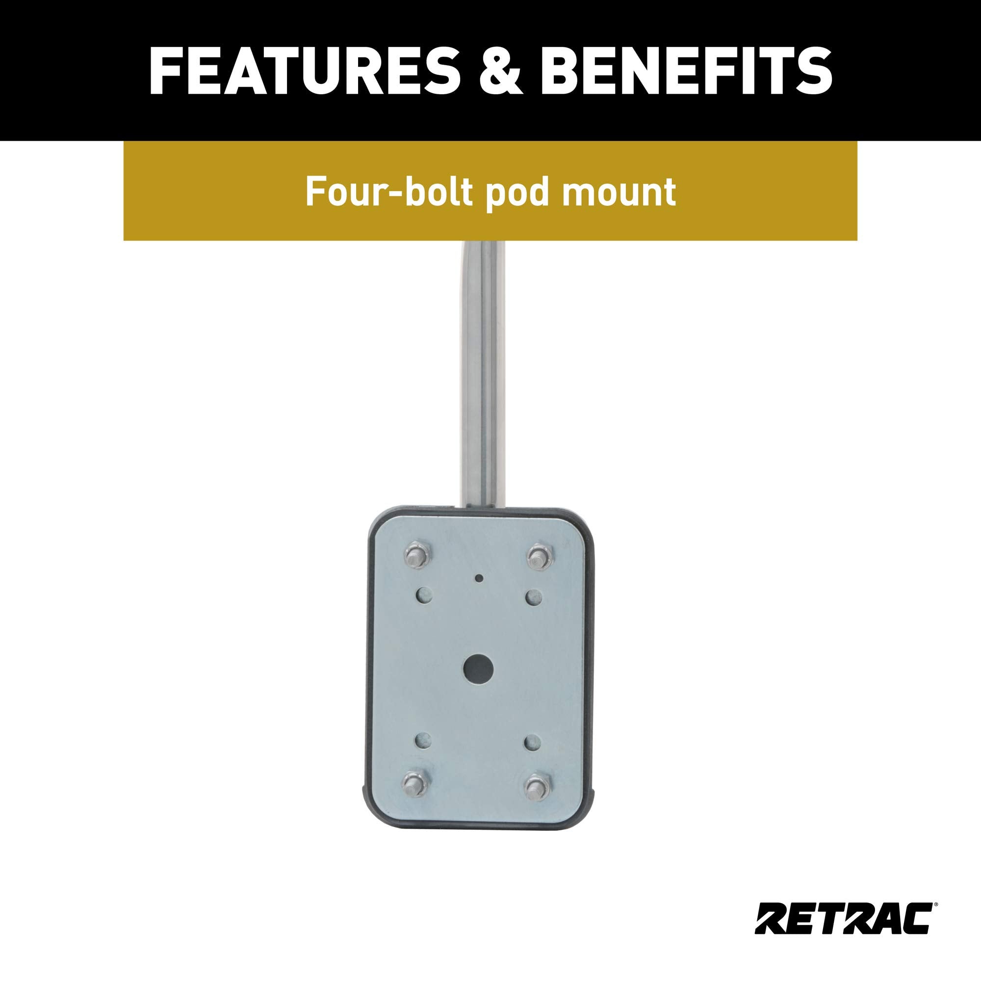 Hood-Mount RETRAC 604696 Stainless Steel Safety Mirror Mounting Assembly, 14 to 19-Inch Adjustment, Universal Driver or Passenger Side