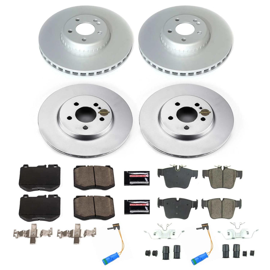 Power Stop Z17 Coated Rotor Kit CRK7970- Coated Brake Rotors, Ceramic Brake Pads For Mercedes-Benz GLC300 2016-2018 [Model Specific]