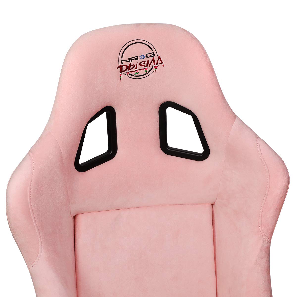 NRG Innovations Universal Fixed Back Bucket Racing Seat NRG-FRP-303PK-PRISMA for 5-Point Harnesses, Size M, Pink Alcantara Material, 22" W X 34" H X 16" D