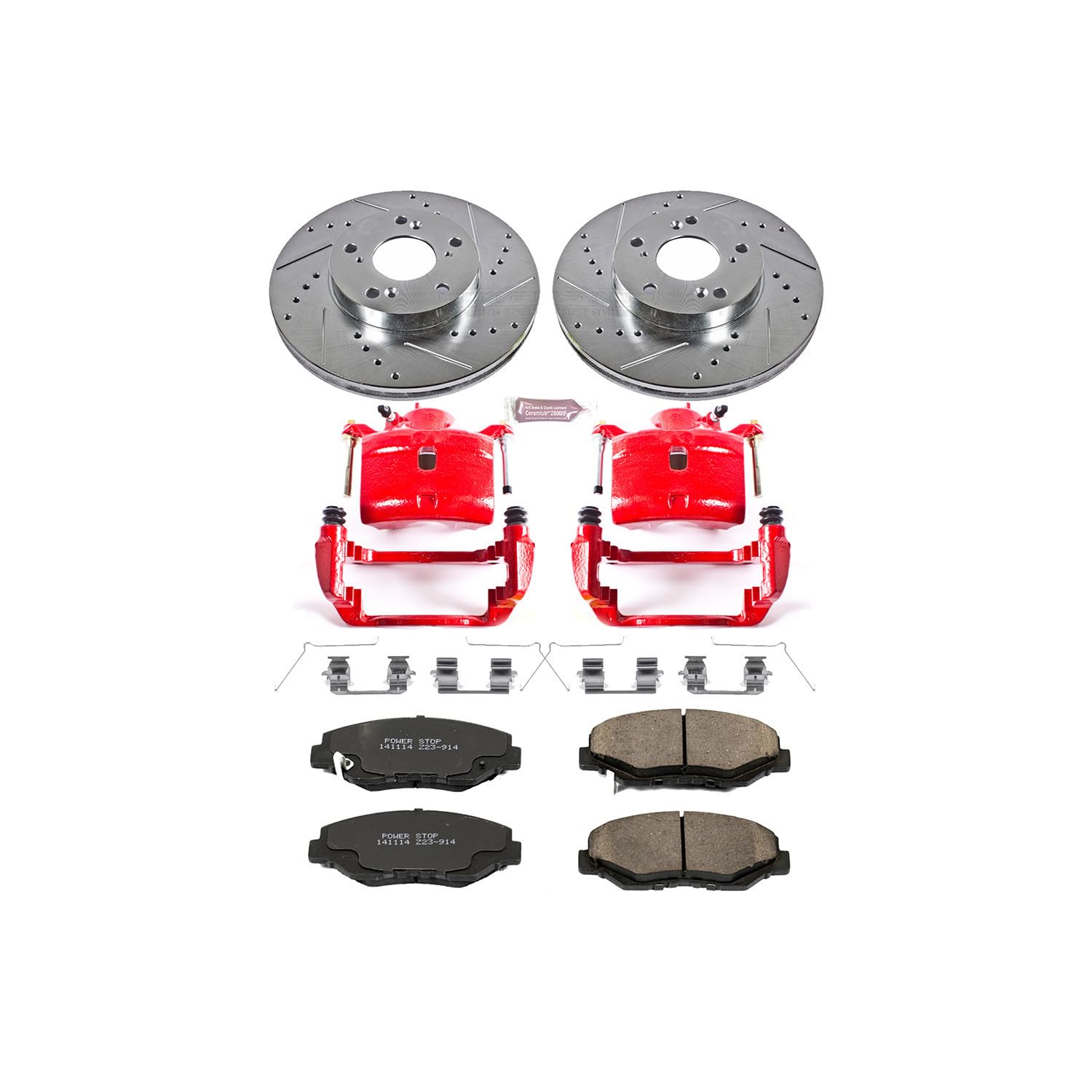 Power Stop 1-Click Performance Brake Kit with Caliper For Honda CR-V 2002-2004, Honda Element 2003-2011 [Model Specific]
