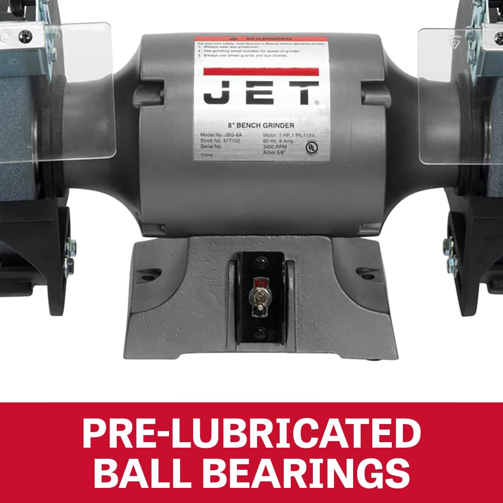 JET 8-Inch Grinder Bench, 3450 RPM, 1/2 HP, 120V 1Ph (Model JBG-8)