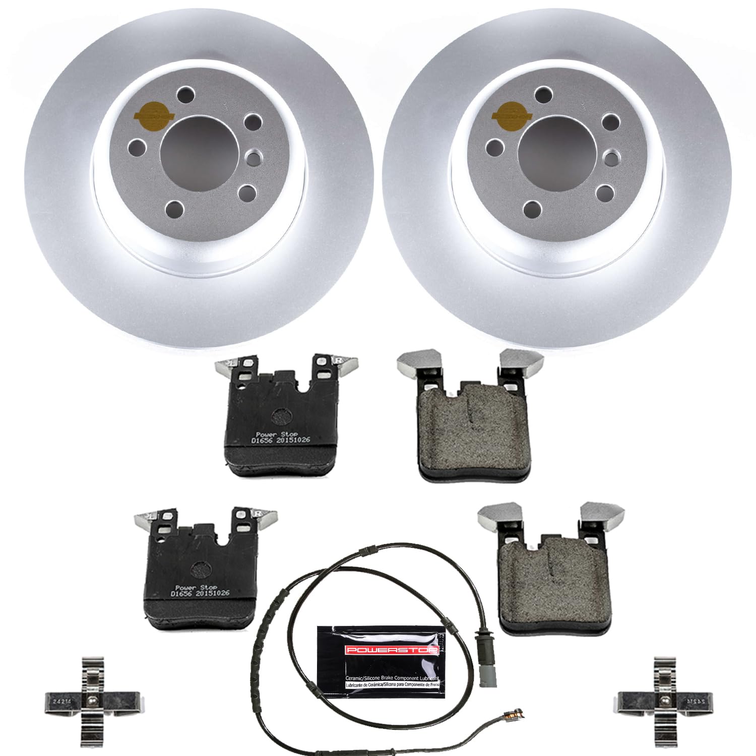 Power Stop Coated Rotor CRK6672 Rear Brake Kit- Coated Brake Rotors & Z23 Carbon-Fiber Ceramic Brake Pads