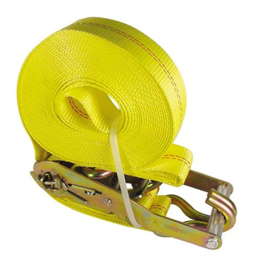 2” x 30' Heavy Duty Ratchet Tie-Down Keeper with J Hooks - 3,333 lbs. Working Load Limit and 10,000 lbs. Break Strength