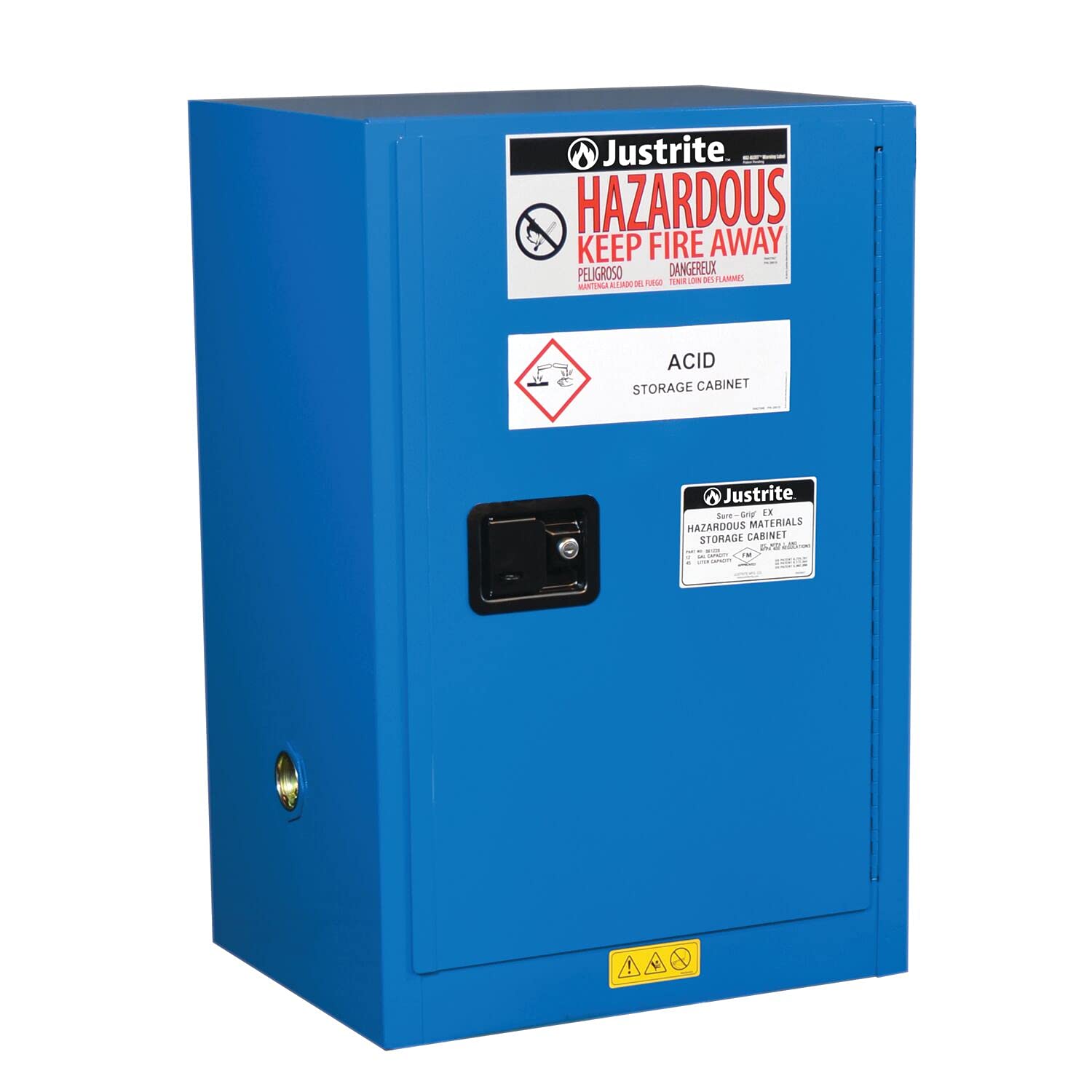 Justrite Hazardous Material Countertop Steel Safety Cabinet, 12 Gallon, Steel, Made in The USA, Blue, 861228