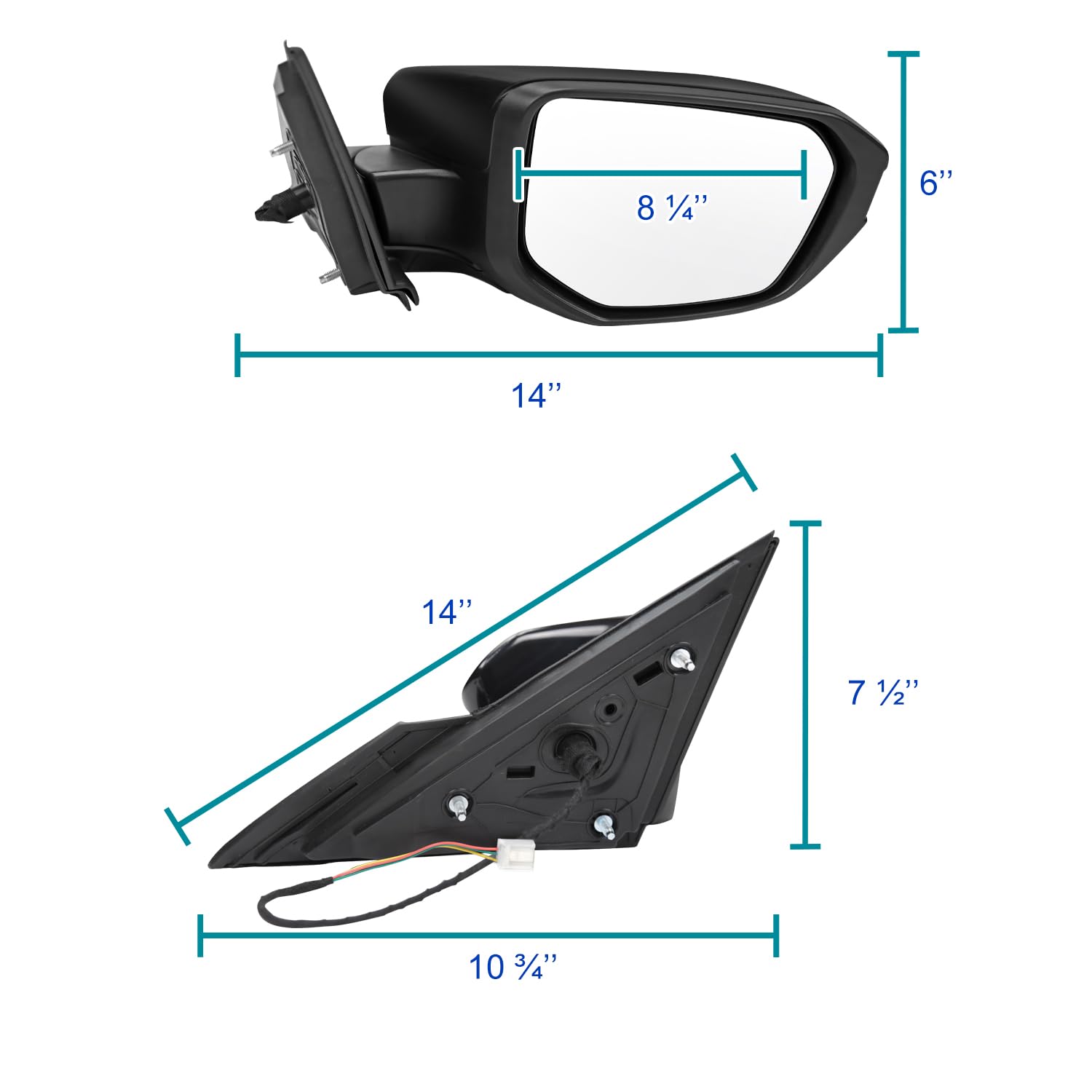 Right Passenger Side SPEC-D TUNING Power Adjustable Mirror Compatible with 2016-2021 Honda Civic 3 Pins US Models