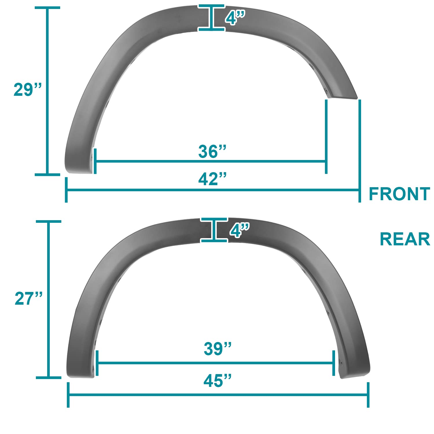 4PC Spec-D Tuning Front + Rear Factory Style Bolt On Black Fender Flares Compatible with 2019-2021 Dodge Ram 1500