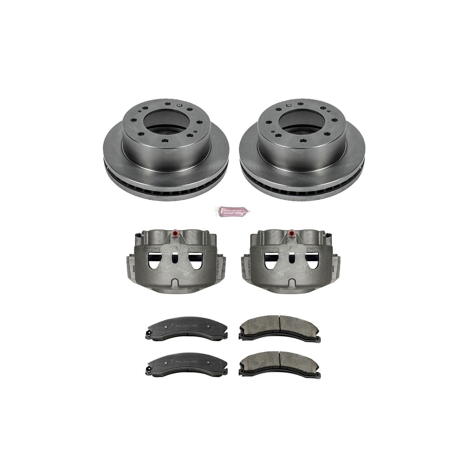 Power Stop KCOE6258 Replacement Autospeciality Front Caliper Kit- OE Rotors, Ceramic Brake Pads, Calipers For Suburban 3500 Sierra 2500 3500