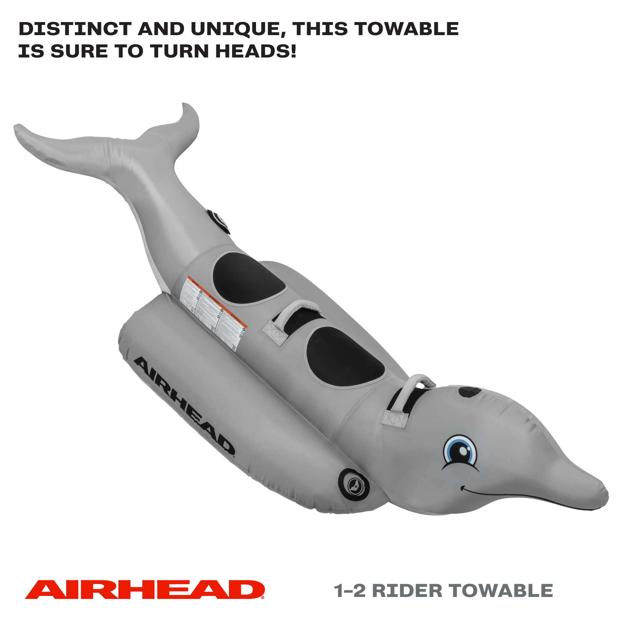 AIRHEAD Dolphin Towable Animal Tube, 1-2 Rider Towable Tube for Boating