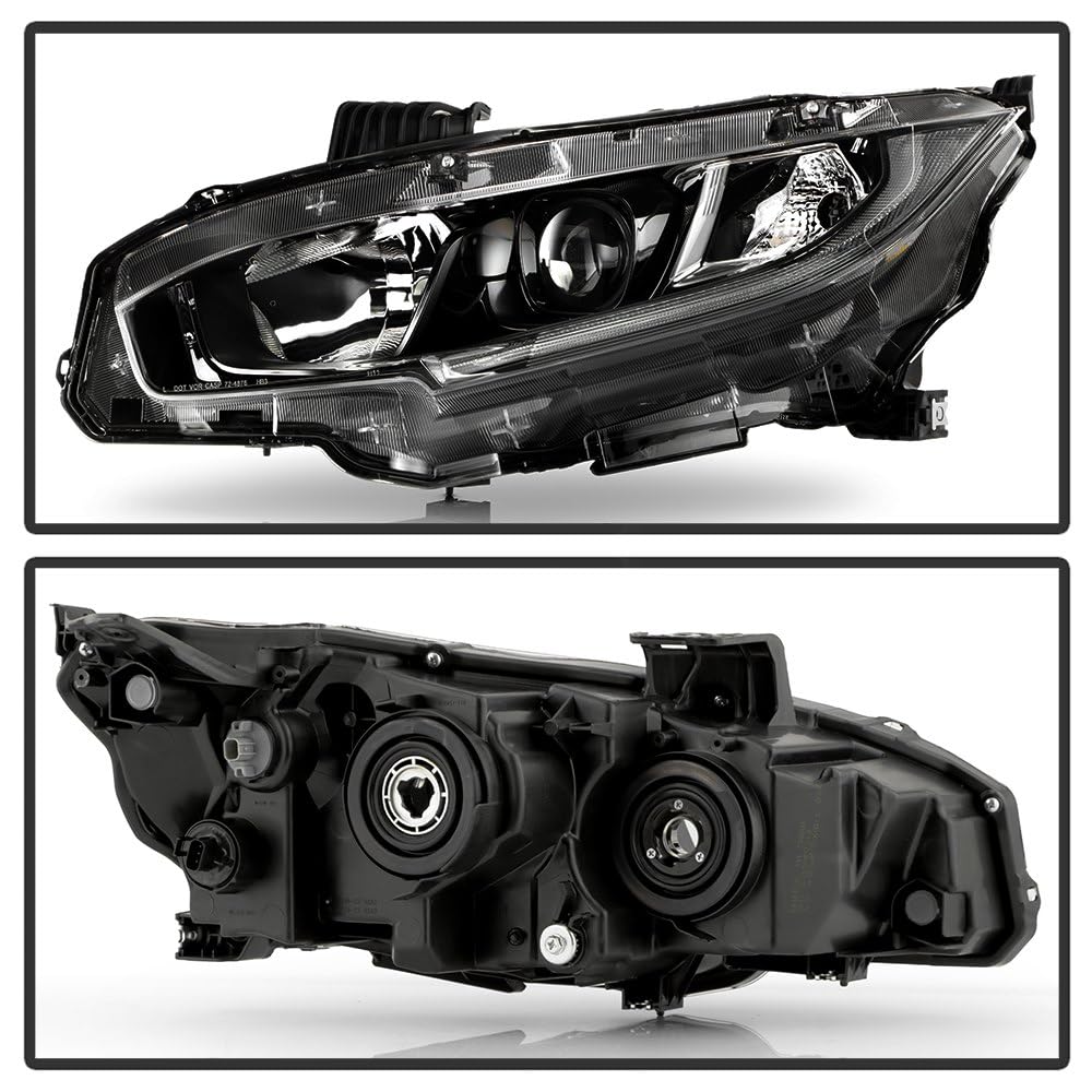 Honda Civic 19-21 Spyder (OE) Halogen Models Projector Headlight - Low Beam-H11(Included) ; High Beam-HB3(Included) ; Signal-7444NA(Included) - OE Black Left (Don‘t Fit Xenon HID and LED Models)