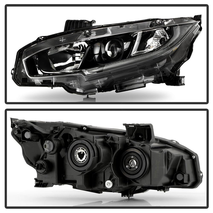Honda Civic 19-21 Spyder (OE) Halogen Models Projector Headlight - Low Beam-H11(Included) ; High Beam-HB3(Included) ; Signal-7444NA(Included) - OE Black Left (Don‘t Fit Xenon HID and LED Models)