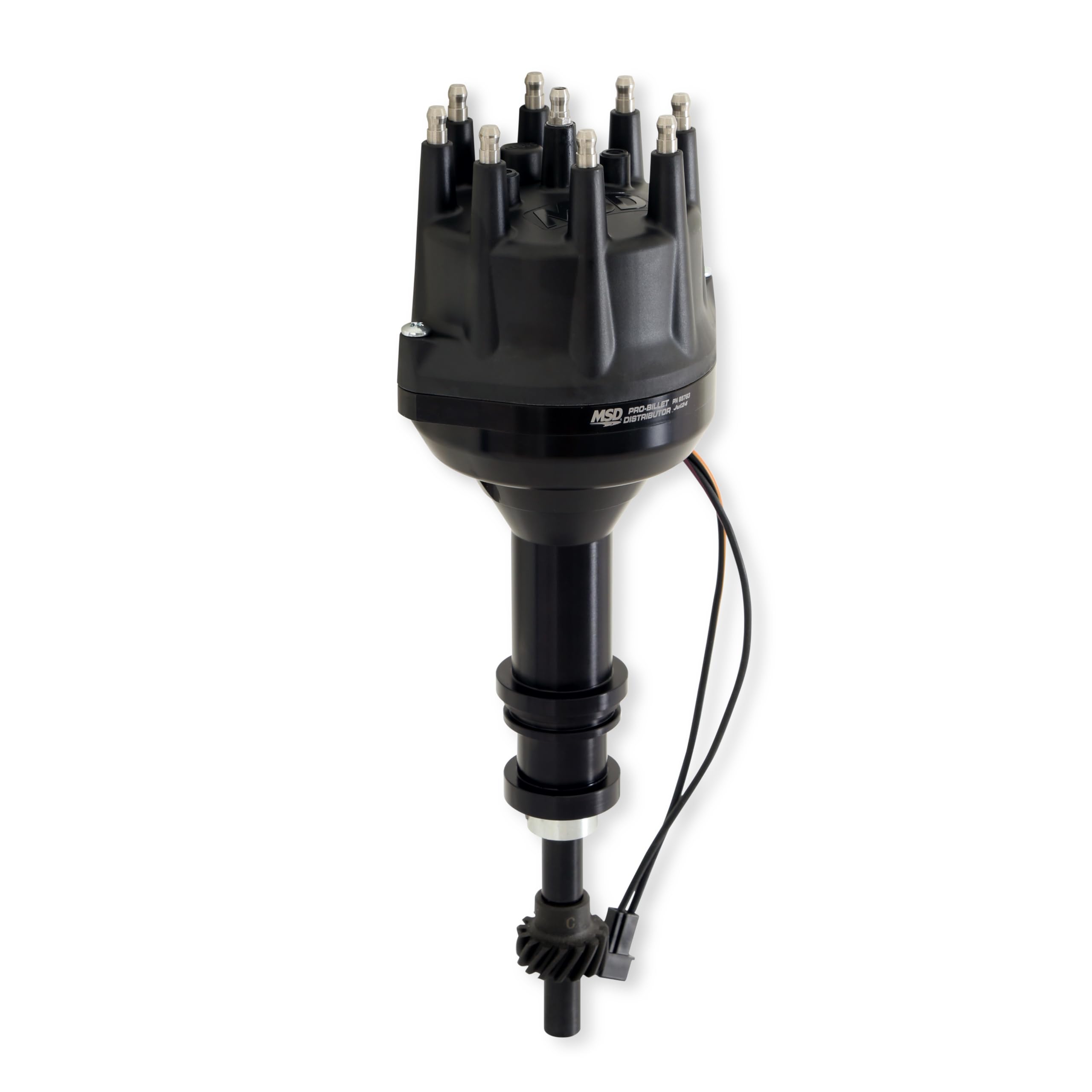 Small Diameter MSD Pro-Billet Distributor, Iron Gear, Black 85783