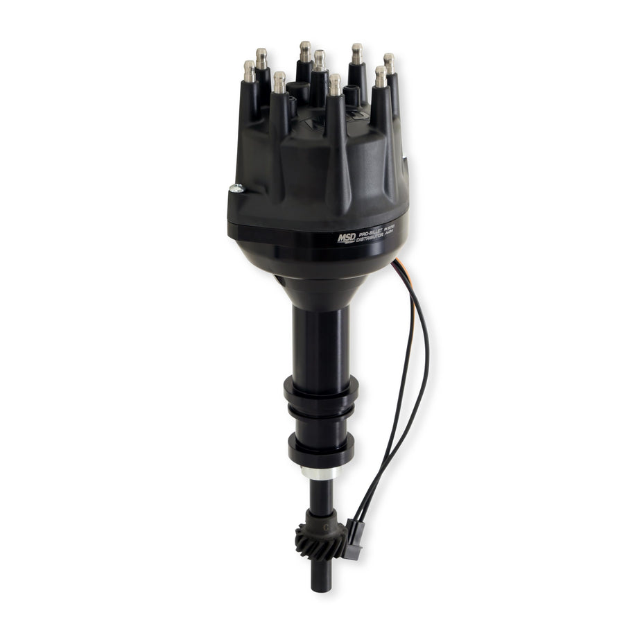 Small Diameter MSD Pro-Billet Distributor, Iron Gear, Black 85783