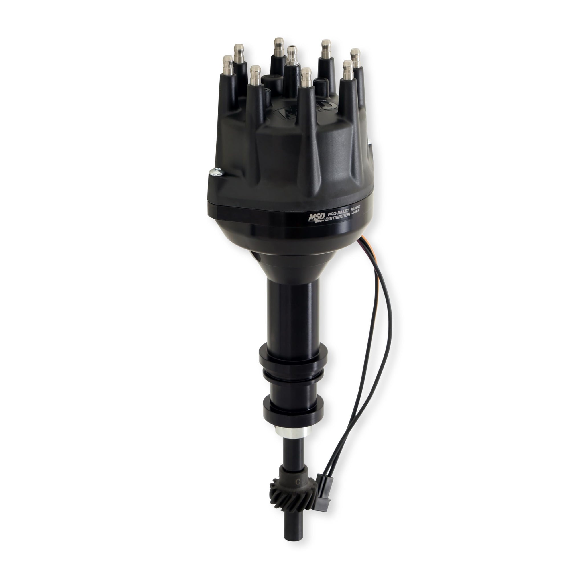 Small Diameter MSD Pro-Billet Distributor, Iron Gear, Black 85783