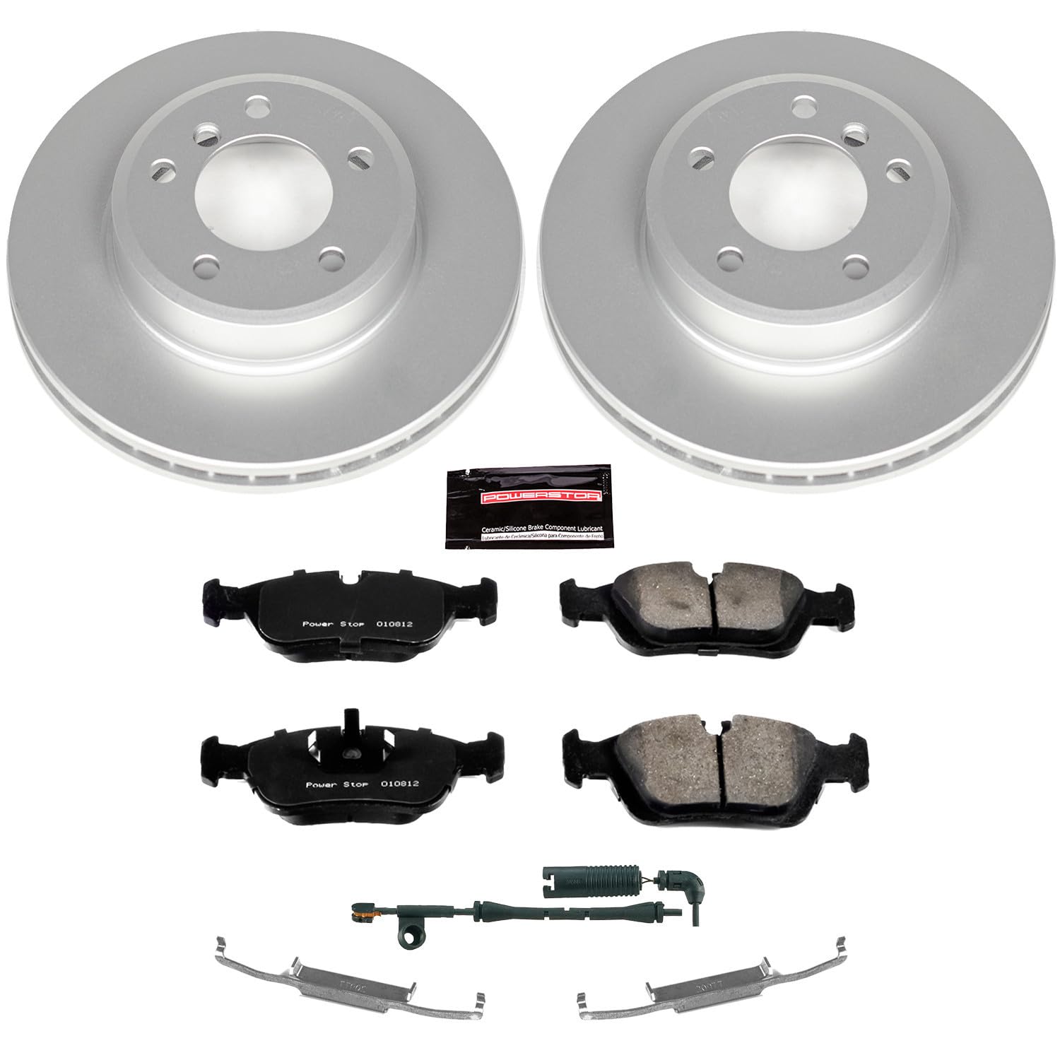 Power Stop Z23 Evolution Geomet Coated Brake Kit and 1 Front Sensor Wire For BMW 3, BMW 325Ci, BMW 325i, BMW 328i, BMW Z4 [Model Specific] Front