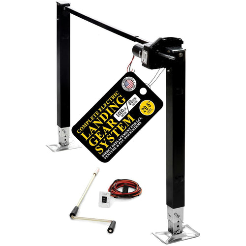 5th Wheel Electric Stromberg Carlson Landing Gear with 5,000 lb Capacity, Weld-On Steel Construction, IP Rated Switch, Trailer Jack Stand, RV Jacks & Stabilizers - 80 RPM, 29.5” Legs, Black