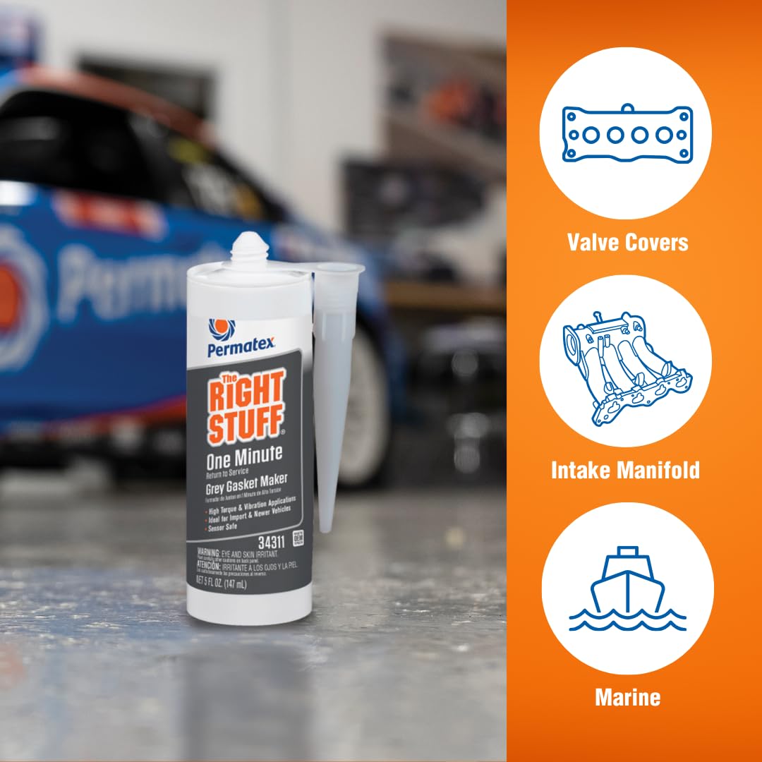 The Right Stuff Permatex 34311 1 Minute Grey Gasket Maker, 5 oz
