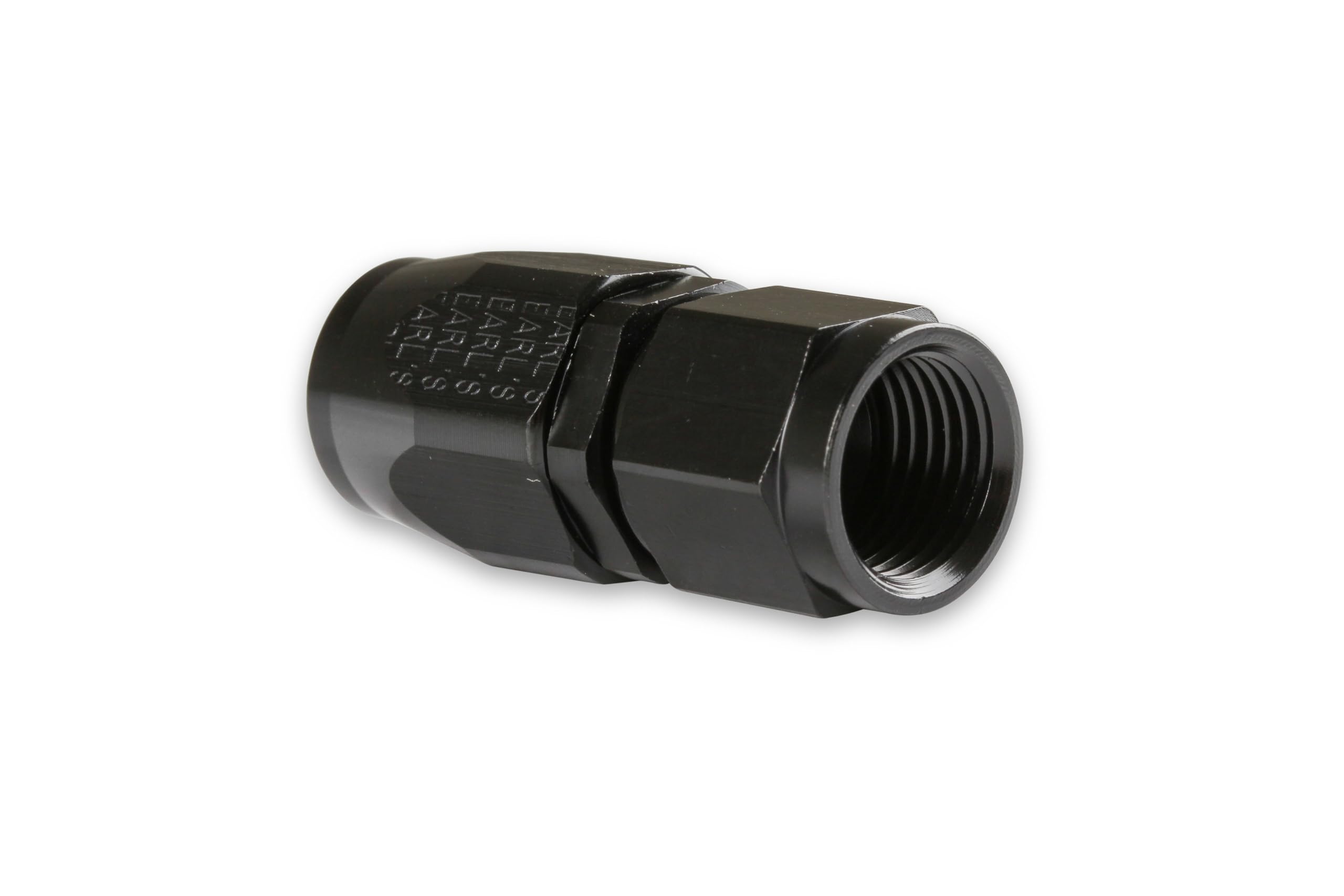 Earl's Straight Swivel-Seal® Hose End -6 AN - Black - AT800106ERLP Clamshell Package