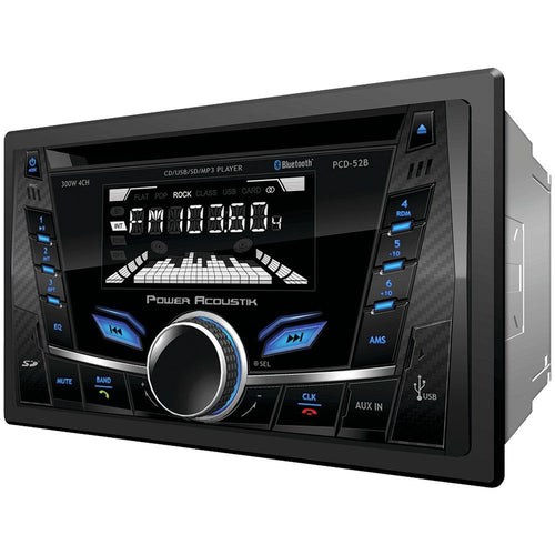 Double Din Power Acoustik PCD-52B Car Stereo Receiver, 2 Din in Dash - CD - MP3 - AM/FM - Bluetooth - USB Playback