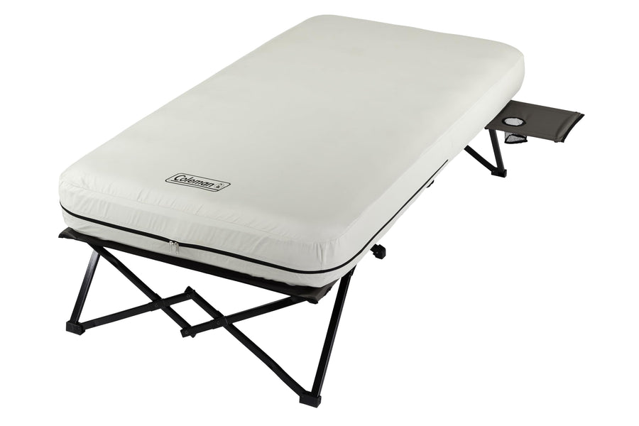 Coleman Airbed Queen-Size Cot Combination, Folding Mattress with Steel Frame & Side Table, Battery Pump Included, Great for Camping, Lounging, Elevated Sleeping, Guests, & More