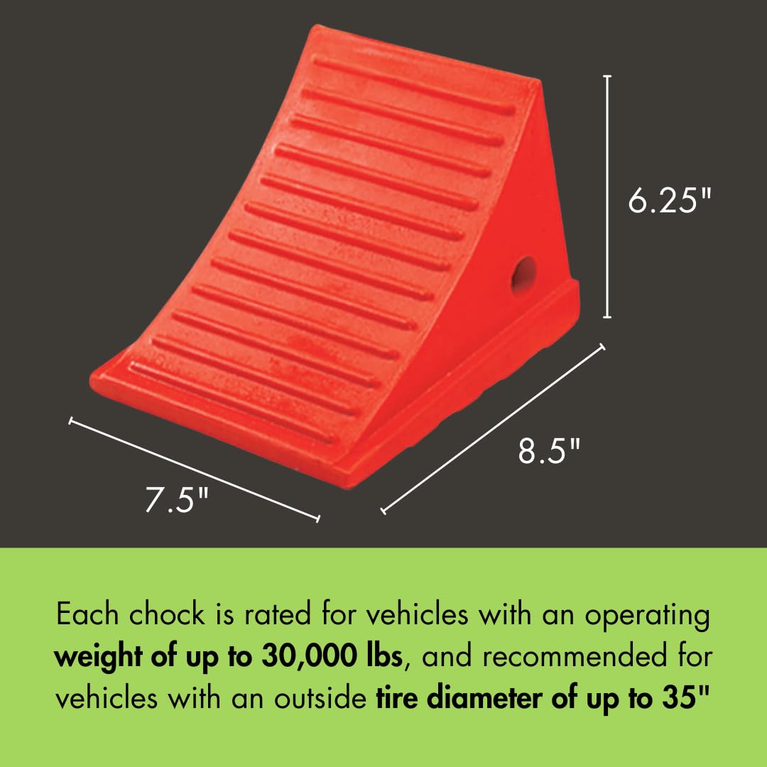 One Checkers Large Wheel Chock for 27-35" Tires, Heavy Duty Wheel Chocks for Semi Trucks, Utility, Tractor Trailer, 30k lb Load Capacity, Made in The USA, Polyurethane, UC1700