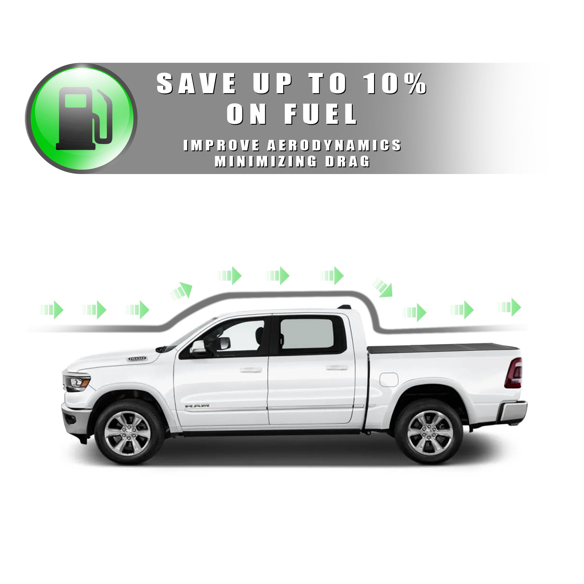Low Profile Armordillo Hard Tri-Fold Truck Bed Cover Dodge Ram 1500 Fits 2019 2020 2021 2022 2023 2024 5.7ft (68.4") Short Bed | CoveRex TFX | 7162235