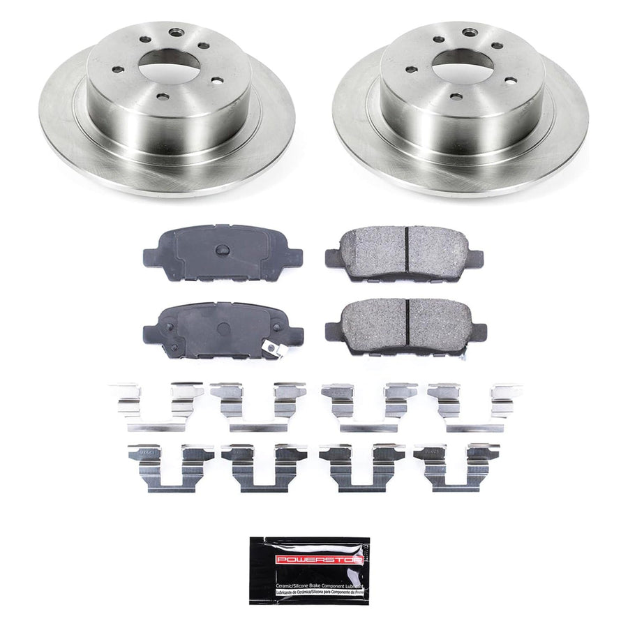 Brake Kit Power Stop Front and Rear For Scion xD 2008-2014 [Model Specific] Replacement Brake Rotors and Drums with Brake Pads and Shoe KOE15259DK