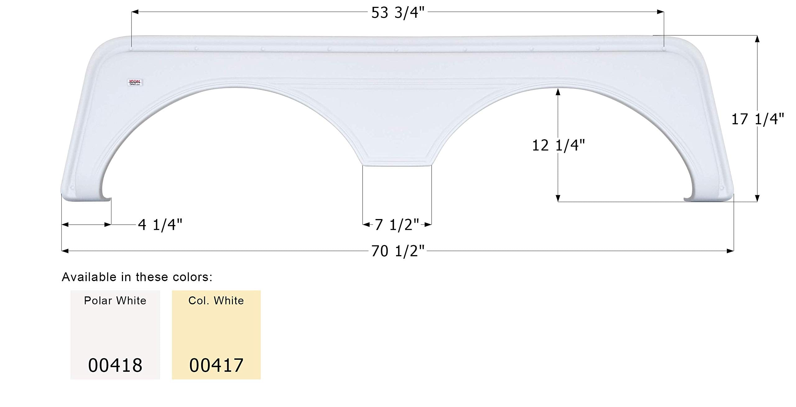 Tandem Axle Fender Skirt ICON 00417 FS669 - Colonial White