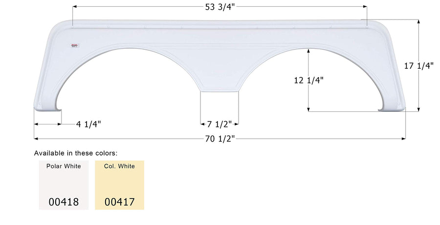 Tandem Axle Fender Skirt ICON 00417 FS669 - Colonial White