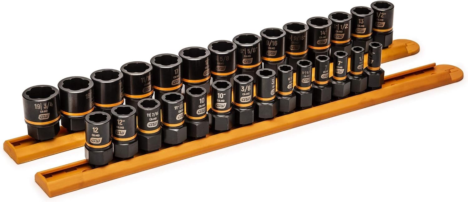 28 Pc. GEARWRENCH 1/4" & 3/8" Drive Bolt Biter™ Impact Extraction Socket Set - 84784