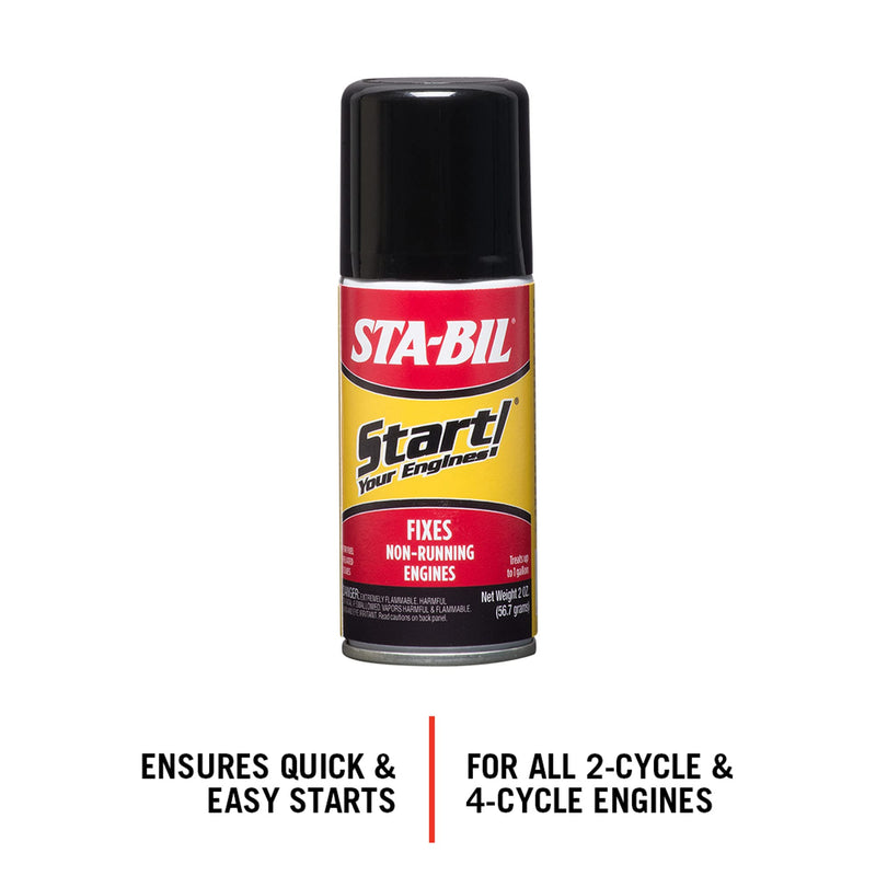Start Your Engines! STA-BIL - Fixes Non-Running Engines - A Jump Start in A Can - Revitalizes Fuel System - Safe for 2 and 4-Cycle Engines - Quick, Easy Starts Ensured, 2 fl. oz. (21214)