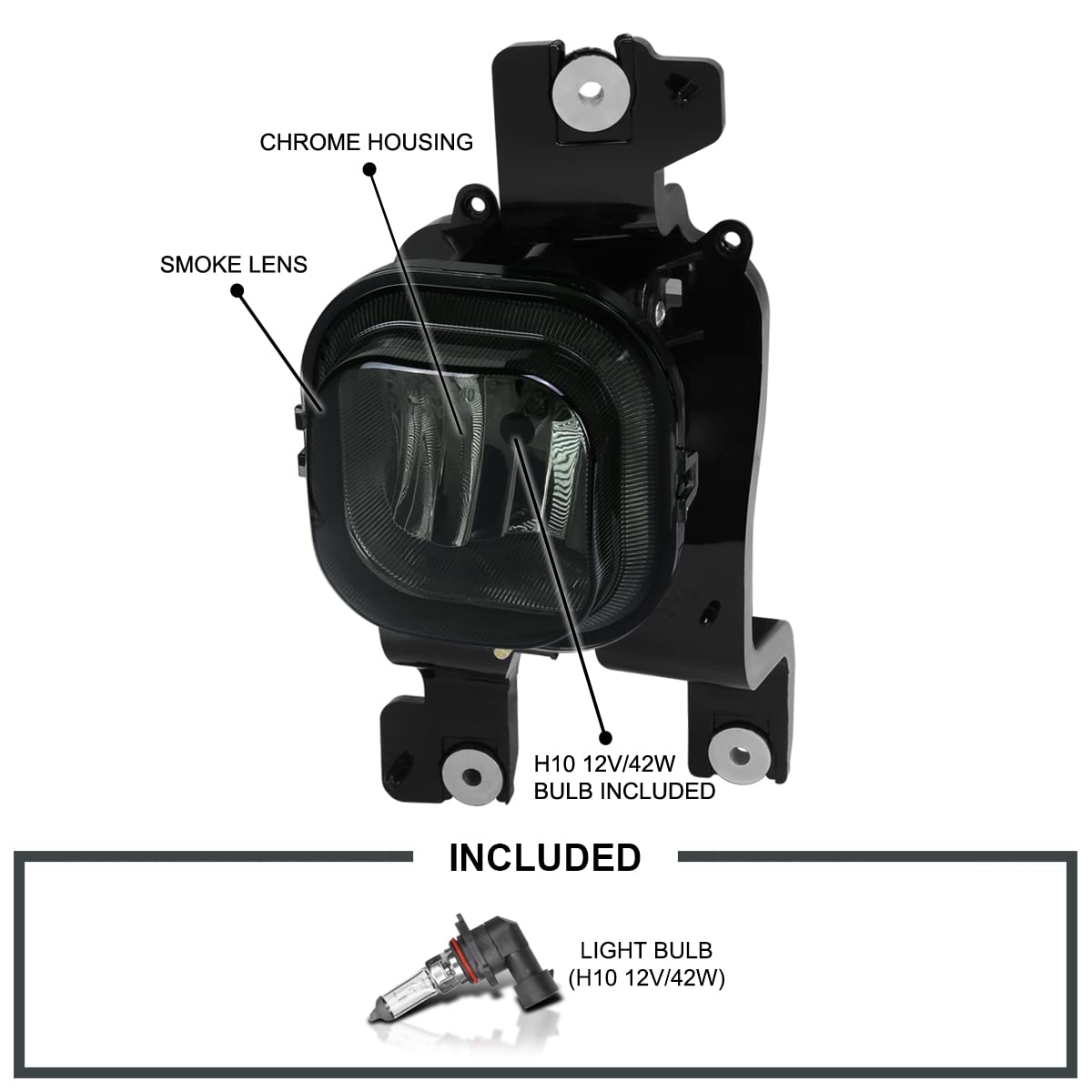 Smoke Fog Lights SPEC-D TUNING Compatible with 2008-2010 Ford F-250, F-350, F-450, F-550 Super Duty, L+R Pair Assembly