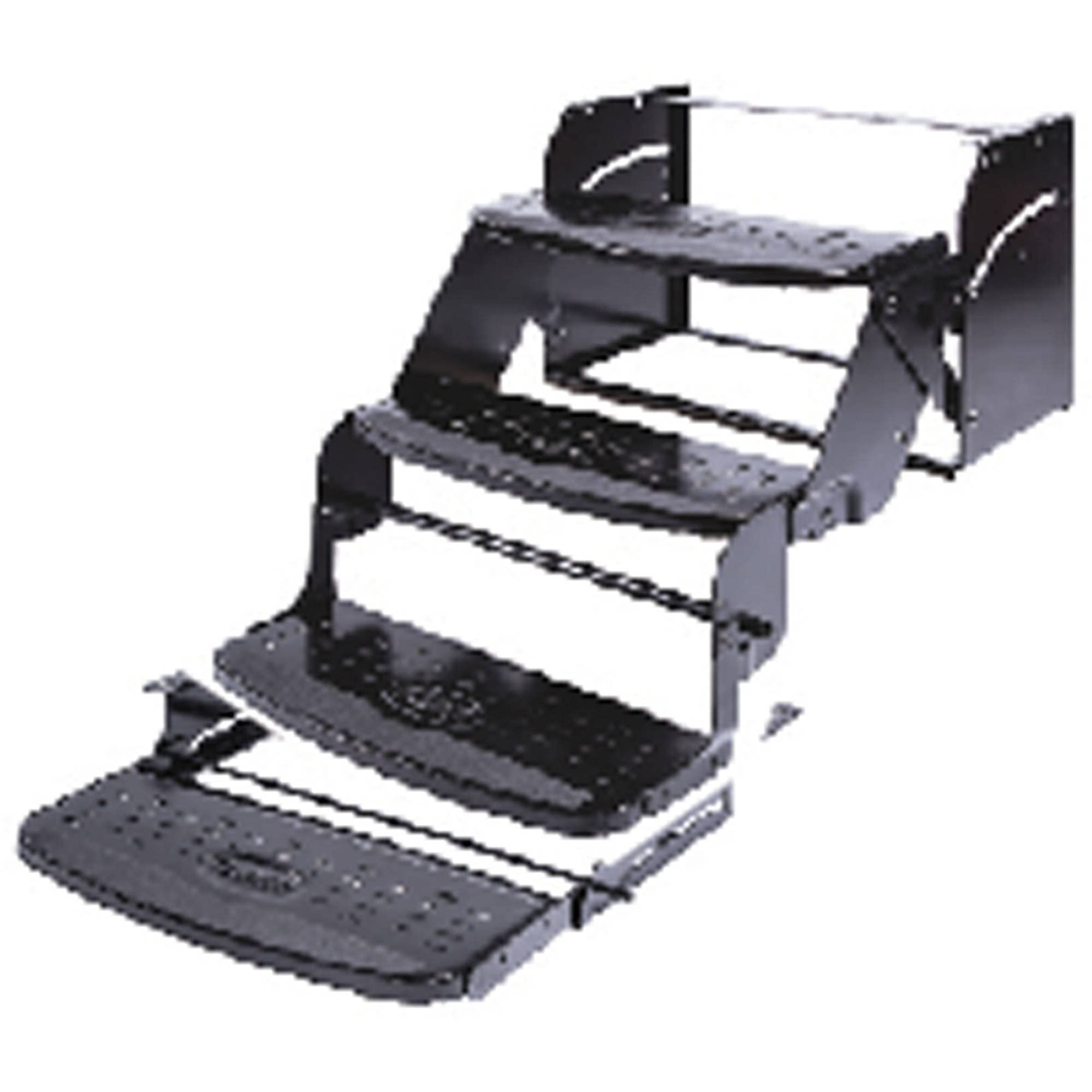 Manual RV Step Stromberg Carlson SMFP-4400 – Foldable Camper Stairs for Trailer Entry, Portable Quad Pull Out Step for RV, Rust Resistant Construction, Exterior Camper Step, 24" Wide Non-Skid Design