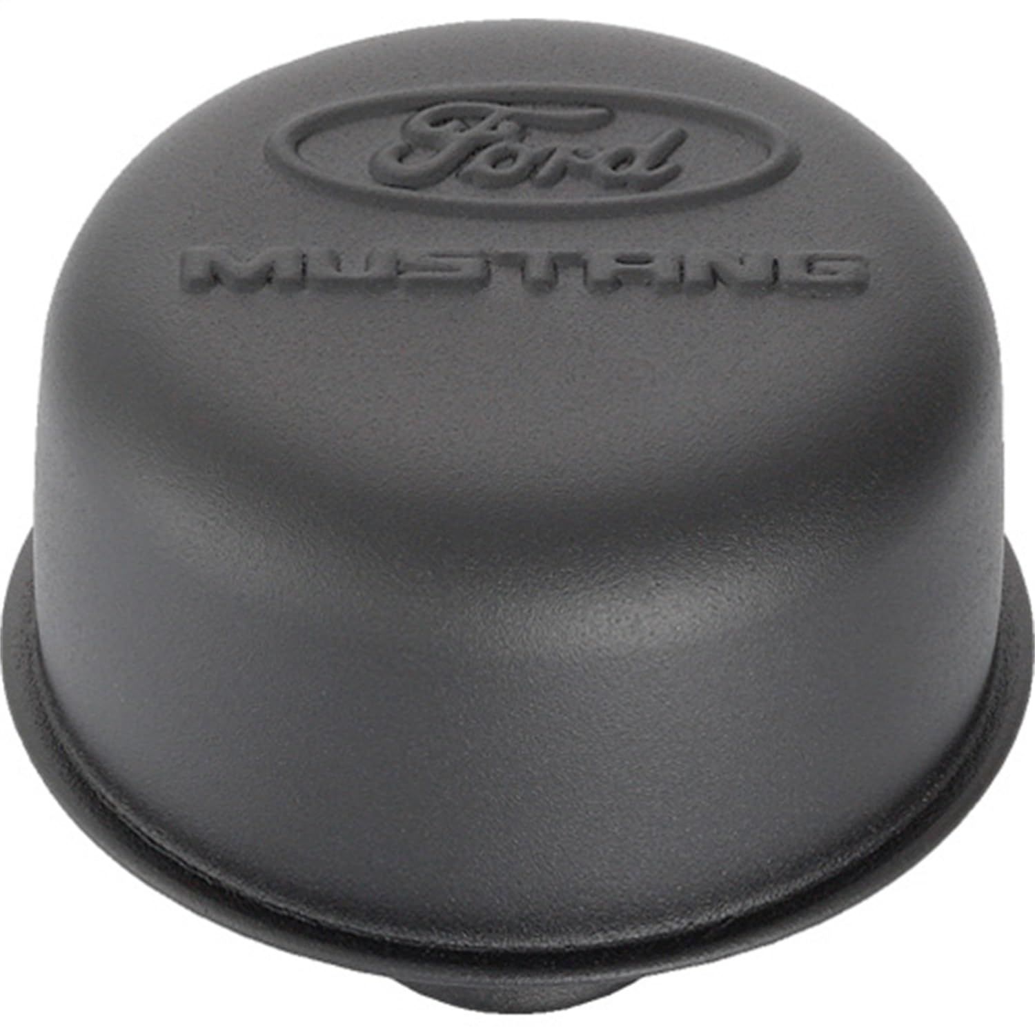 302-221 Ford Breather - Push-in - Round - 1-1/4 in Hole Mustang Logo - Steel - Black Crinkle - Each