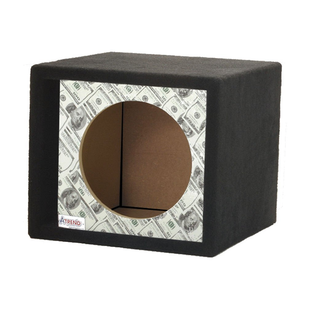 Atrend 10SVR-Bankroll GFX Series $100 Bills Pattern Single Vented 10" Subwoofer Enclosure