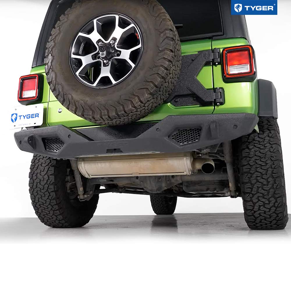 Tyger Auto TG-BP9J81198 Rear Bumper Tyger Fury with D-Ring Mounts Textured Black Compatible with 2018-2026 Jeep Wrangler JL (Not for JK)