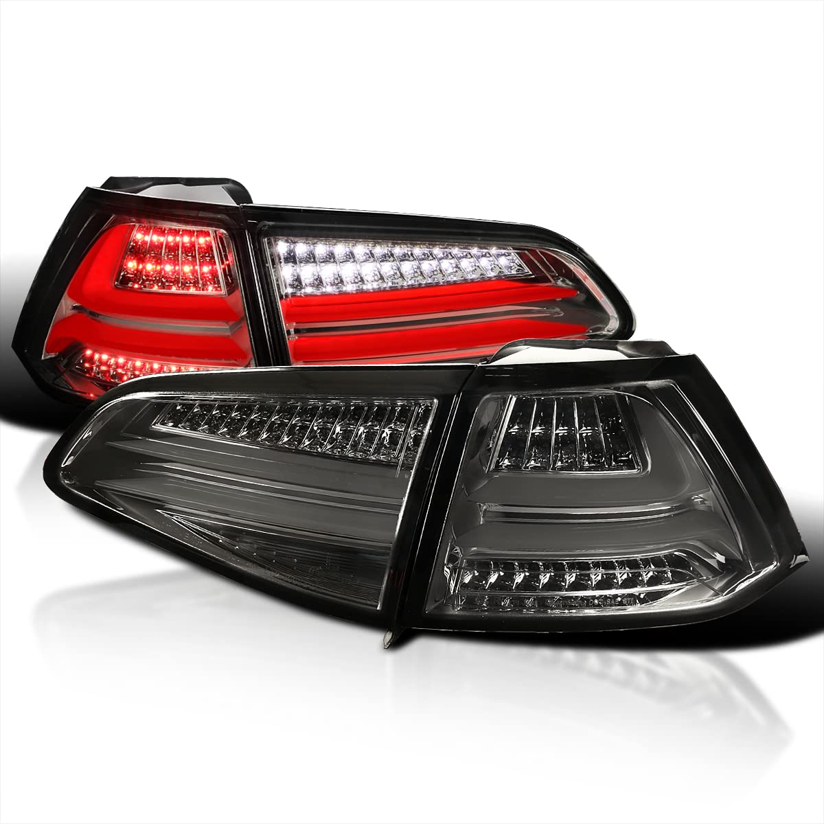 Spec-D Tuning LED Bar Smoke Lens Tail Lights Compatible with 2015-2017 Volkswagen Golf GTI Models, Left + Right Pair Assembly