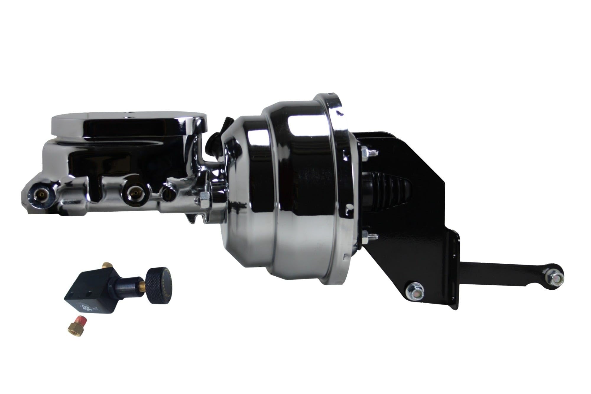 8 Inch LEED BRAKES Dual Power Booster, 1 Inch Bore Master With Adjustable Valve(Chrome)
