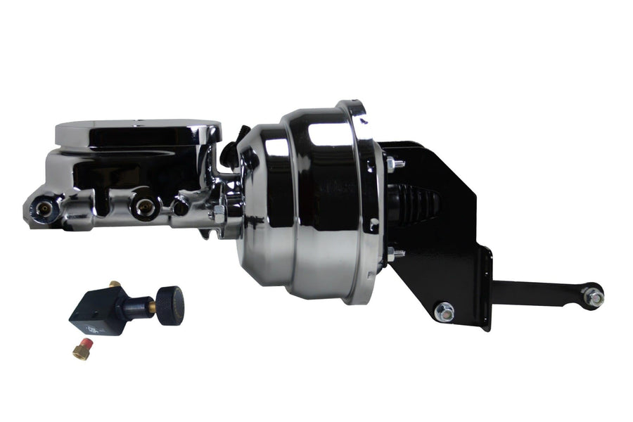 8 Inch LEED BRAKES Dual Power Booster, 1 Inch Bore Master With Adjustable Valve(Chrome)