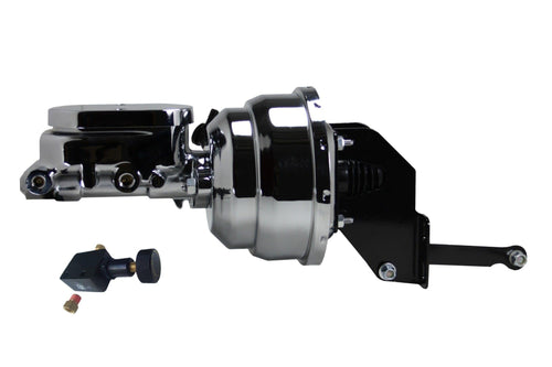 8 Inch LEED BRAKES Dual Power Booster, 1 Inch Bore Master With Adjustable Valve(Chrome)