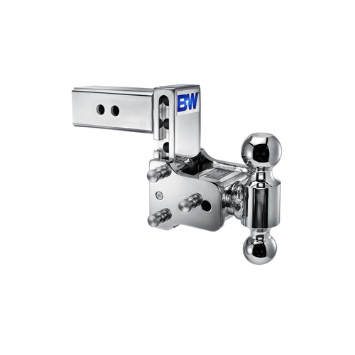 B&W Trailer Hitches Tow & Stow Chrome Adjustable Trailer Hitch Ball Mount - Fits 2.5" Receiver, Dual Ball (2" x 2-5/16"), 5" Drop, 18,000 GTW - TS20037C