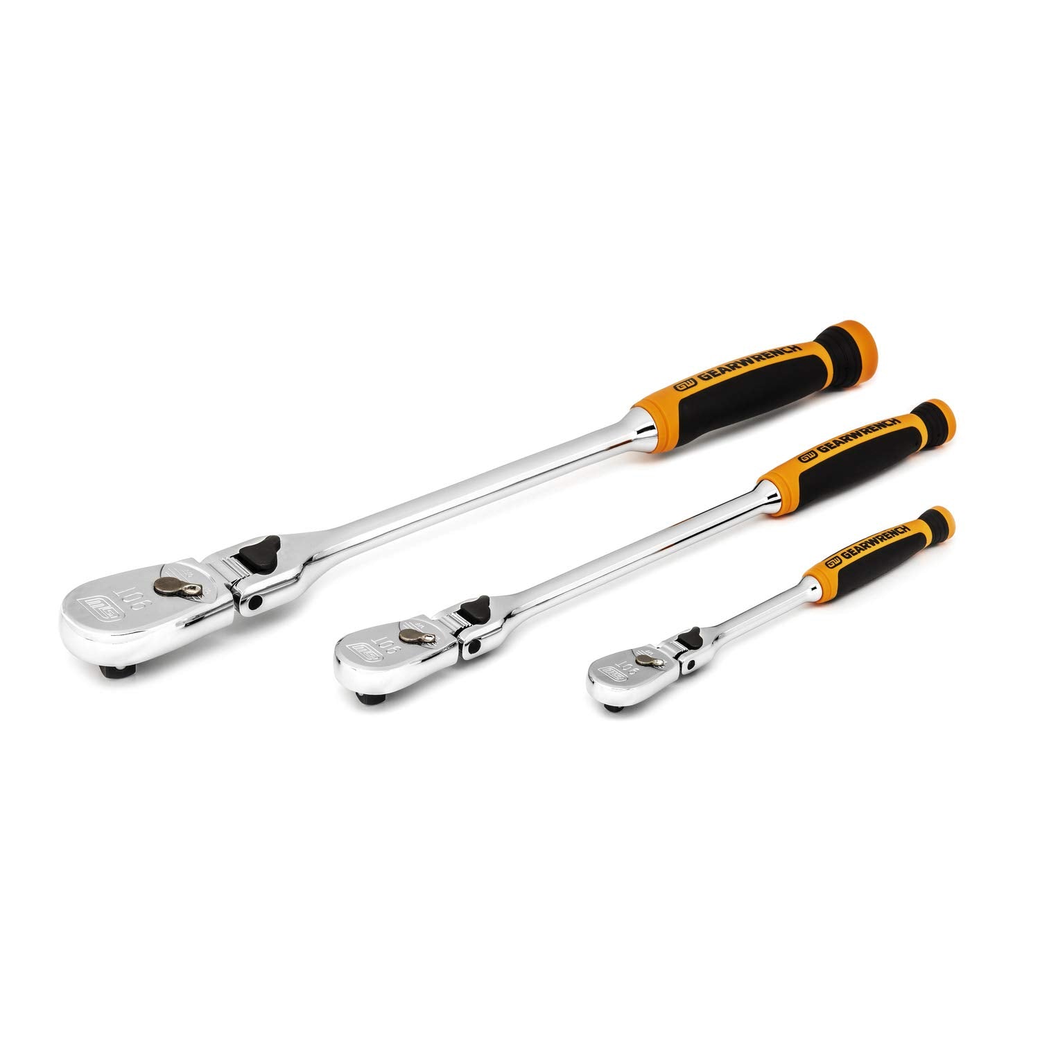 GEARWRENCH 90 Tooth Dual Material Locking Flex Head Ratchet Set - 81298T, Multi, One Size 3 Pc. 1/4", 3/8" & 1/2" Drive