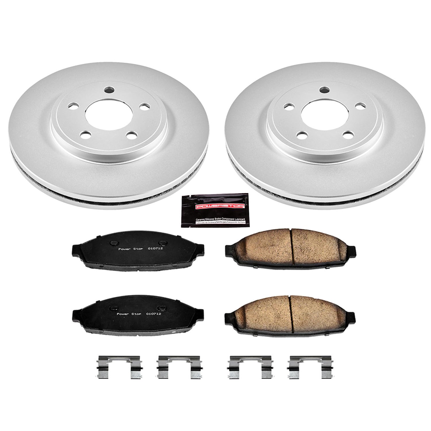 Power Stop CRK1364 Brake Rotor Coated & Ceramic Brake Pads- front For Ford Crown Victoria, Lincoln Town Car, Mercury Grand Marquis, Mercury Marauder [Model Specific]