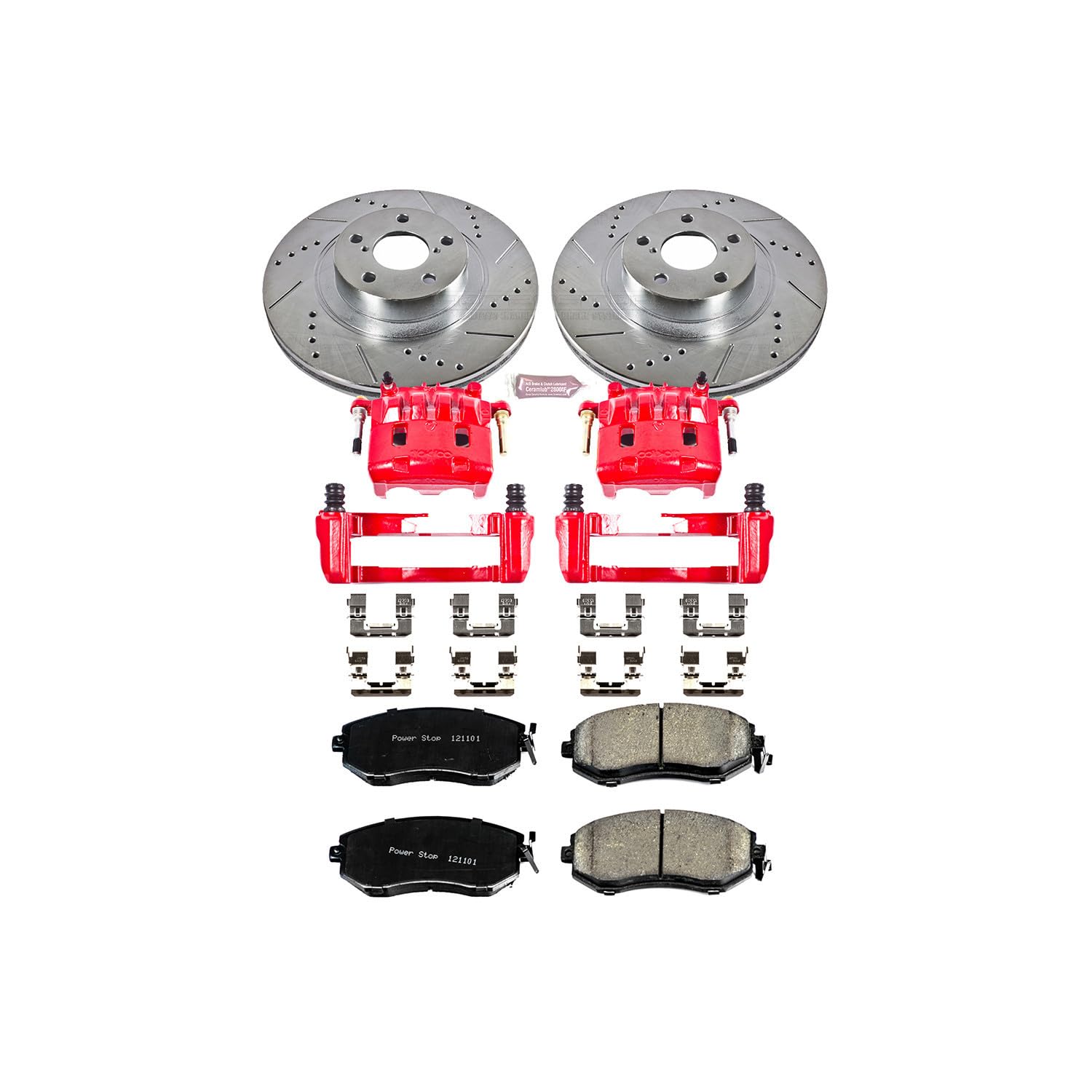 Power Stop Z23 Sport KC6082 1-Click Brake Kit with Powder Coated Calipers (Brake Pads, Drilled/Slotted Rotors) For Crosstrek, Forester, Impreza, Legacy, Outback, XV Crosstrek [Model Specific]